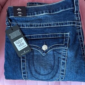 True Religion Rocco Relaxed Skinny Jeans in Dark Blue Denim